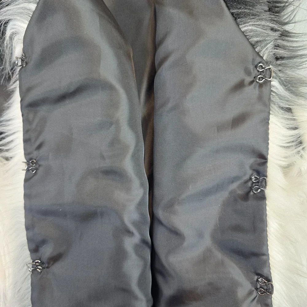 Colorblock Open Front Boho Faux Fur Vest Black Gray White Petite 12P